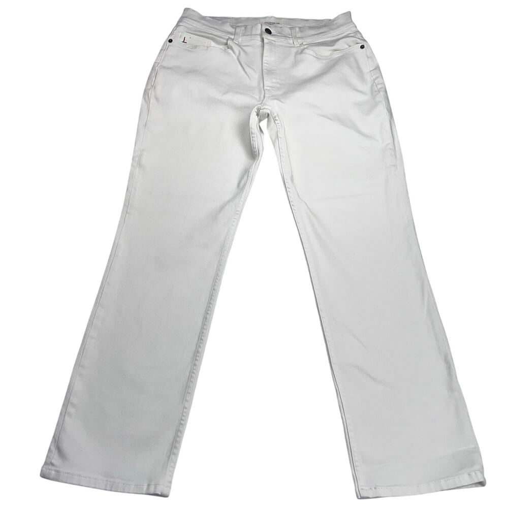 Lafayette 148 NY Reeve White High Rise Slim Straight Leg Denim Jeans Size 31/12